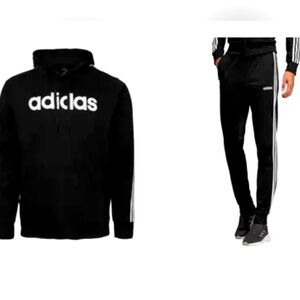 Mens Adidas Fleece Hoodie & Jogger Set Pants Hooded Pullover Large